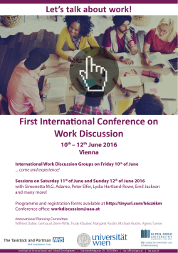 First International Conference on Work Discussion