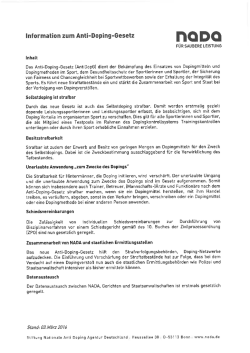 Informationen der NADA zum Anti-Doping-Gesetz