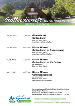Gottesdienst 10.00 Uhr Kirche M&uuml;rren Gottesdienst zu Palmsonntag