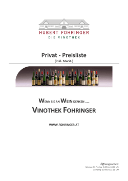 Privat - Preisliste VINOTHEK FOHRINGER