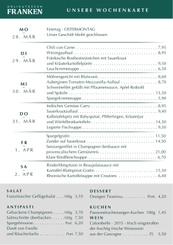Wochenkarte - Delikatessen Franken