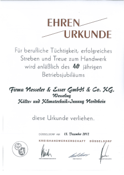 Ehrenurkunde - Nesseler + Esser