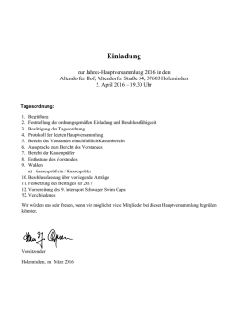 Tagesordnung derJahreshauptversamlung 2016