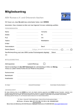 Mitgliedsantrag ASV Rursee eV und Ortsverein Aachen