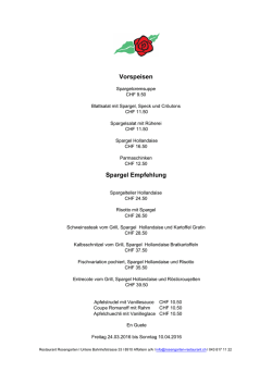 Spargel Empfehlung - Restaurant Rosengarten