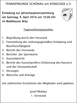 Einladung - Tennisfreunde-Sch&ouml;nau-am