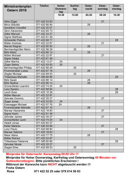 Ministrantenplan Ostern 2016