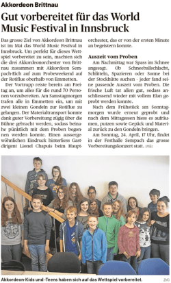 Gut vorbereitet für das World Music Festival in Innsbruck (ZT)