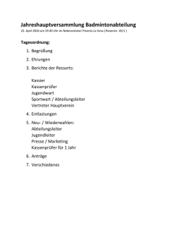 Jahreshauptversammlung Badmintonabteilung