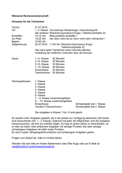 Hinweise f&uuml;r Teilnehmer - Widukind Rechenmeisterschaft