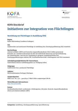 Initiativen zur Integration von Fl&uuml;chtlingen