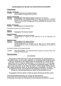 Johannesbote f&uuml;r die Zeit vom 26.03.2016 bis 03.04.2016