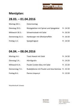 Menüplan Wo 13&14