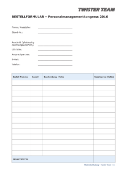 Bestellformular allgemein - Personalmanagementkongress