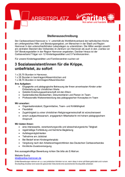 3 Sozialassistent/innen für die Krippe, unbefristet, zu sofort