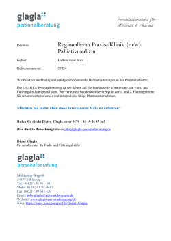 Regionalleiter Praxis-/Klinik (m/w) Palliativmedizin