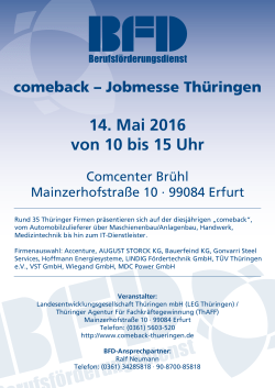 Plakat zur comeback - Jobmesse Thüringen