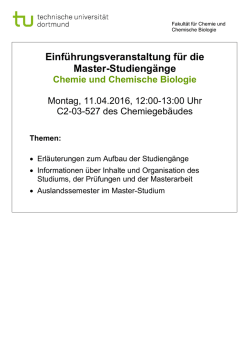Einf&uuml;hrungsveranstaltungen f&uuml;r das Master-Studium