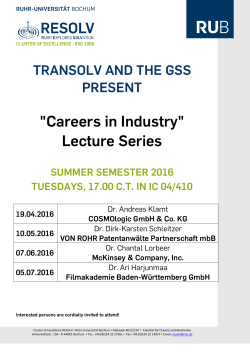 "Careers in Industry" Lecture Series - Ruhr