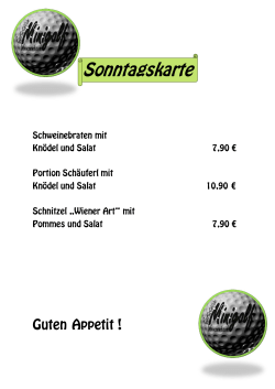 Sonntagskarte - Gaststätte Minigolf Wenzenbach