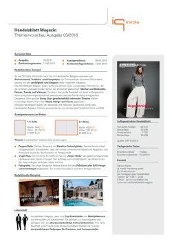 Handelsblatt Magazin - Factsheet Ausgabe 3/16