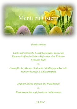 Men&uuml; zu Ostern - Herberge Grabow