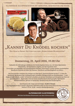 Kulinarische Bierlesung Donnerstag, 21. April 2016 19.00 Uhr im
