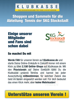 Unterstützt uns bei KLUBKASSE - SKG Stockstadt Abteilung Tennis