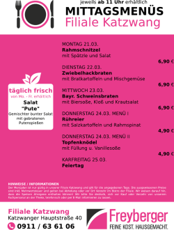Mittagsmenüs in Katzwang