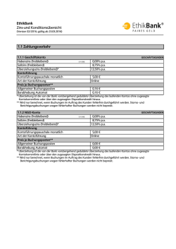 EthikBank Zins-und Konditionsübersicht 1.1 Zahlungsverkehr