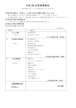 平成 26 年度事業報告 - 特定非営利活動法人チャリティー・アソシエーション