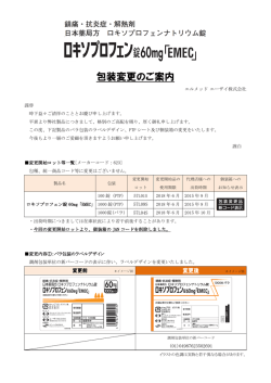 ロキソプロフェン錠60mg「EMEC」：包装変更のご案内