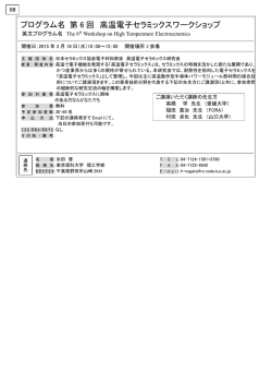 プログラム名 第 6 回 高温電子セラミックスワークショップ