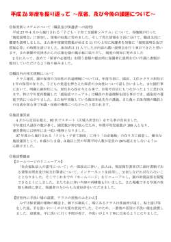平成 26 年度を振り返って ～反省、及び今後の課題について～