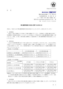 株主優待制度の拡充に関するお知らせ