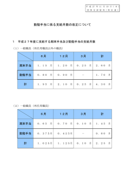 勤勉手当に係る支給月数の改正について