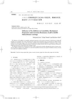 シルジン青銅鋳物JIS CAC804の鋳造性，機械的性質， 耐食性へのすず