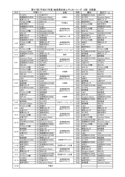 第47回（平成27年度）岐阜県社会人サッカーリーグ 2部 日程表