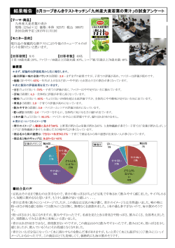 結果報告 8月コープきんきテストキッチン「九州産大麦若葉の青汁」の