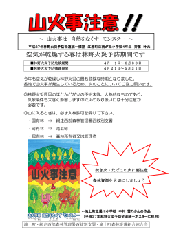 Page 1 ～ 山火事は 自然をなくす モンスター ～ 平成27年林野火災予防