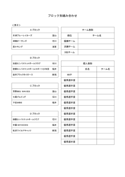 ブロック別組み合わせ