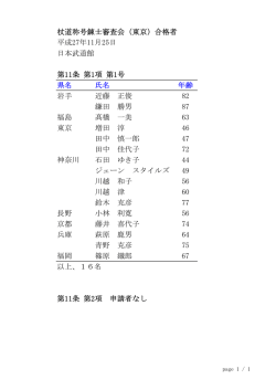杖道称号錬士審査会（東京）合格者 平成27年11月25日 日本武道館 第