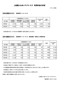 上総園ふれあいデイサービス 利用料金の目安