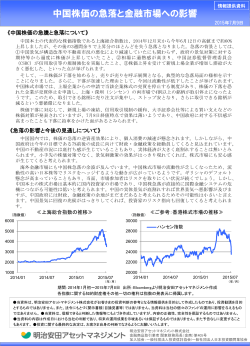 中国株価の急落と金融市場への影響
