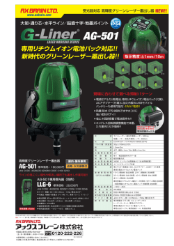 リチウムイオン電池パック対応グリーンレーザー墨出し器 G-Liner AG-501