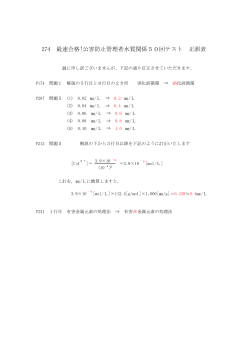 274 最速合格!公害防止管理者水質関係50回テスト 正誤表