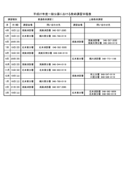 H27年度一般市民公募救命講習会日程