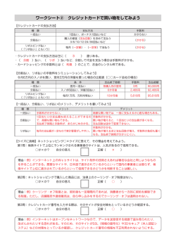 ワークシート② クレジットカードで買い物をしてみよう