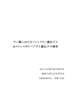 ラン藻におけるファシクリン遺伝子と 水ストレスポリペプチド遺伝子の解析