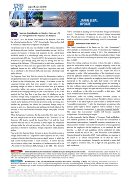 Japan Legal Update Vol. 6| August 2015